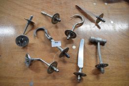 Assorted Prosthetic Fittings Including Hooks, Knives, Hammer, etc.