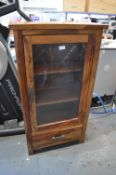 Sheesham Wood Cabinet with Glazed Front, Door, and Drawer 60x30cm x 11cm tall