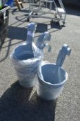 *10x Grey Painted Hanging Plant Buckets