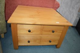 Pine Coffee Table with Two Drawers 75x75cm x 46cm high