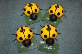 *4x Large Metal Ladybird Wall Art Decorations