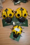 *2x Large and 1x Small Metal Ladybird Wall Art Decorations