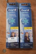 2x Oral-B Pro Kids 3+ Toothbrush Heads 4pk