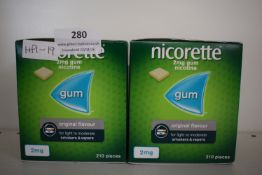 2x Nicorette 2mg Nicotine Gum Original Flavour 210pcs