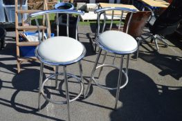 2x Chrome Framed Barstools