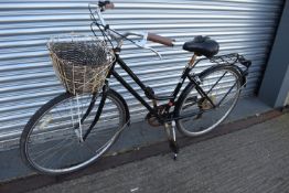 Lady’s Black Traditional Style Bicycle with Basket and Side Stand