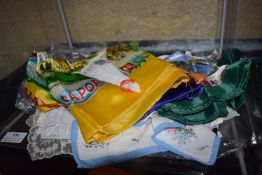 Various Silk Headscarves, Linens, Doilies, etc.