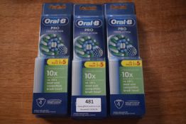 3x Oral-B Pro Cross Action Toothbrush Heads 5pk