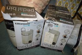 *3x Stainless Steel 12L Pedal Bins