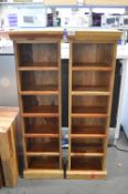 2x Sheesham Wood Six Shelf CD Unit 30x17cm x 103cm tall (AF - marked)
