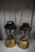 2x Vintage Paraffin Tilley Lamps