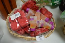 *Basket of Artificial Flower Petals, and Miniature Shower Gels