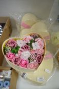 *4x Heart Shaped Giftboxes Containing Artificial Roses