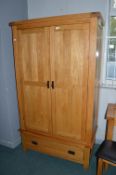 Oak Furniture Land Oak Double Wardrobe with Single Drawer
