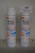 2x Garnier Ambre Solaire Super UV Over Makeup Mist SPF 50+ 75ml