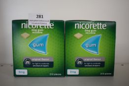 2x Nicorette 2mg Nicotine Gum Original Flavour 210pcs
