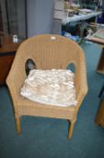 Small Rattan Chair with Cushion