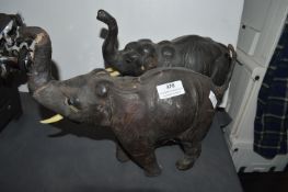 Pair of Leather Elephants