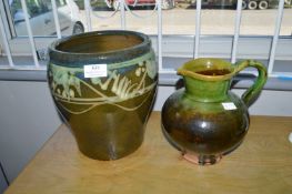 Studio Pottery Glazed Planter and Jug