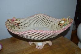 Capodimonte Lattice Oval Bowl with Flowers