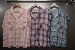 *3x Jachs Girlfriend Short Sleeve Tartan Shirts Size: XL (1x pink, 1x lilac, 1x blue)