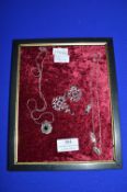 Display Frame Containing Silver Pendants and Earrings ~23g total