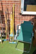 Assorted Garden Tools and 2x Folding Chairs