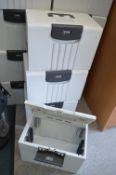 4x White Plastic Filing Boxes with Combination Locks