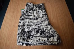*Hilary Radley Linen Black & Cream Print Shorts Size: XL