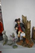Royal Doulton Dick Turpin Figure, Soapstone Animals, etc.
