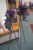 2x Tripod Planters with Artificial Flowers