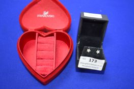 Pair of Swarovski Crystal Stud Earrings with Star Design, plus Swarovski Heart Shaped Jewellery Box