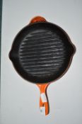 Le Creuset Orange Enamel Cast Iron Griddle Pan