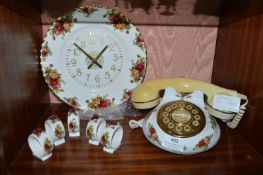 Royal Albert Telephone Clock, and Napkin Rings
