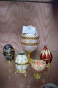 5x Decorative Eggs Including Enamelled