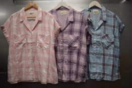 *3x Jachs Girlfriend Short Sleeve Tartan Shirts Size: XL (1x pink, 1x lilac, 1x blue)