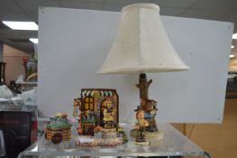 Goebel Pottery Lamp and Figures