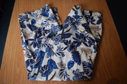 *Hilary Radley Blue & White Floral Print Linen Trousers Size: L