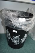 *6x Black Metal Bins with Leaf Design