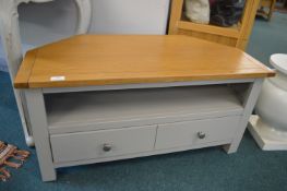 Modern Oak Topped Painted TV Unit with Drawer