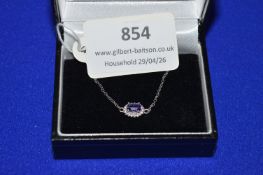 Sterling Silver Necklace with Amethyst ~1.7g gross