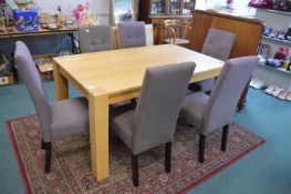 Modern Oak Effect Dining Table with 6x Upholstered Chairs