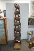 Wooden Tower of Elephants Sculpture, plus Coasters