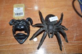 Cast Iron Bulldog and Spider Bottle Openers