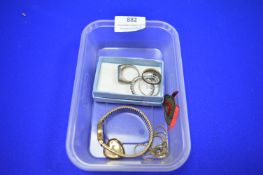 Costume Jewellery Rings, Wristwatch, and Gold Plates Locket