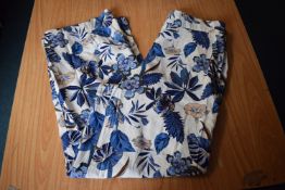 *Hilary Radley Blue & White Floral Print Linen Trousers Size: L