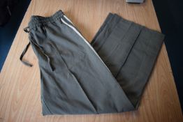 *Lady’s Khaki Wide Leg Side Stripe Trousers with Elasticated Waist Size: L