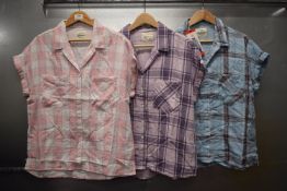*3x Jachs Girlfriend Short Sleeve Tartan Shirts Size: M (1x pink, 1x lilac, 1x blue)