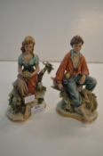 Pair of Capodimonte Boy & Girl Figurines