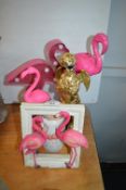 Decorative Ornaments Including Pink Flamingos